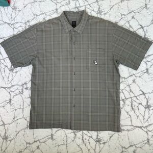 ADIDAS Superstar Men's Shirt L Gray Black White Plaid Shell-toe Patch on Chest